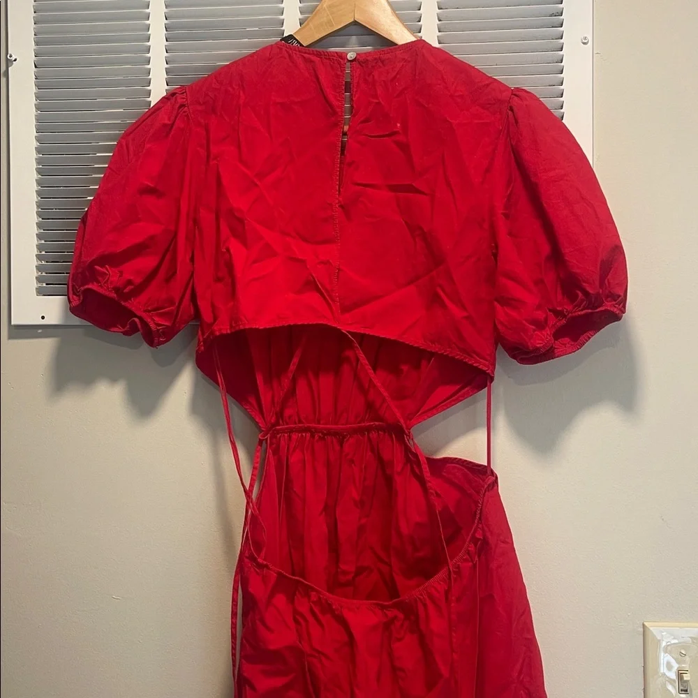 Zara Red Women's Cutout and Backless Dress - Picture 4 of 5
